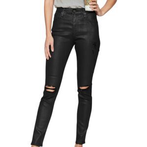 AG Adriano Goldschmied Black Coated Skinny Distressed Jeans Women’s Size 27